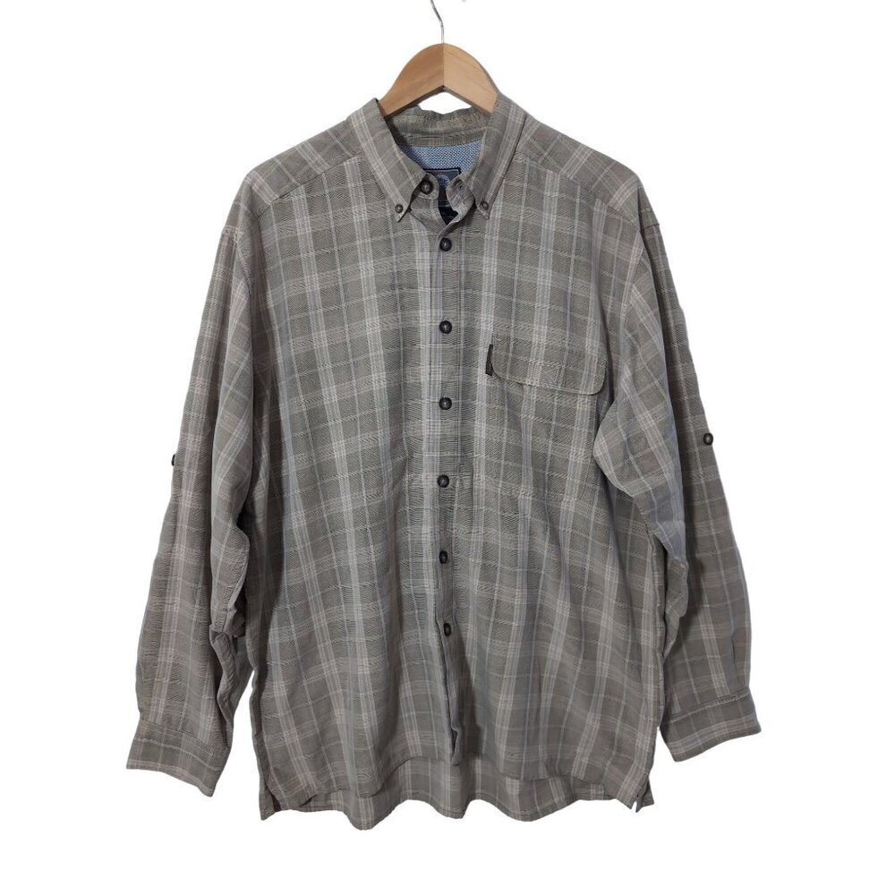 Weatherproof Button-Down Vented Shirt Mens XL Tan Adjustable Sleeve‎ Outdoor